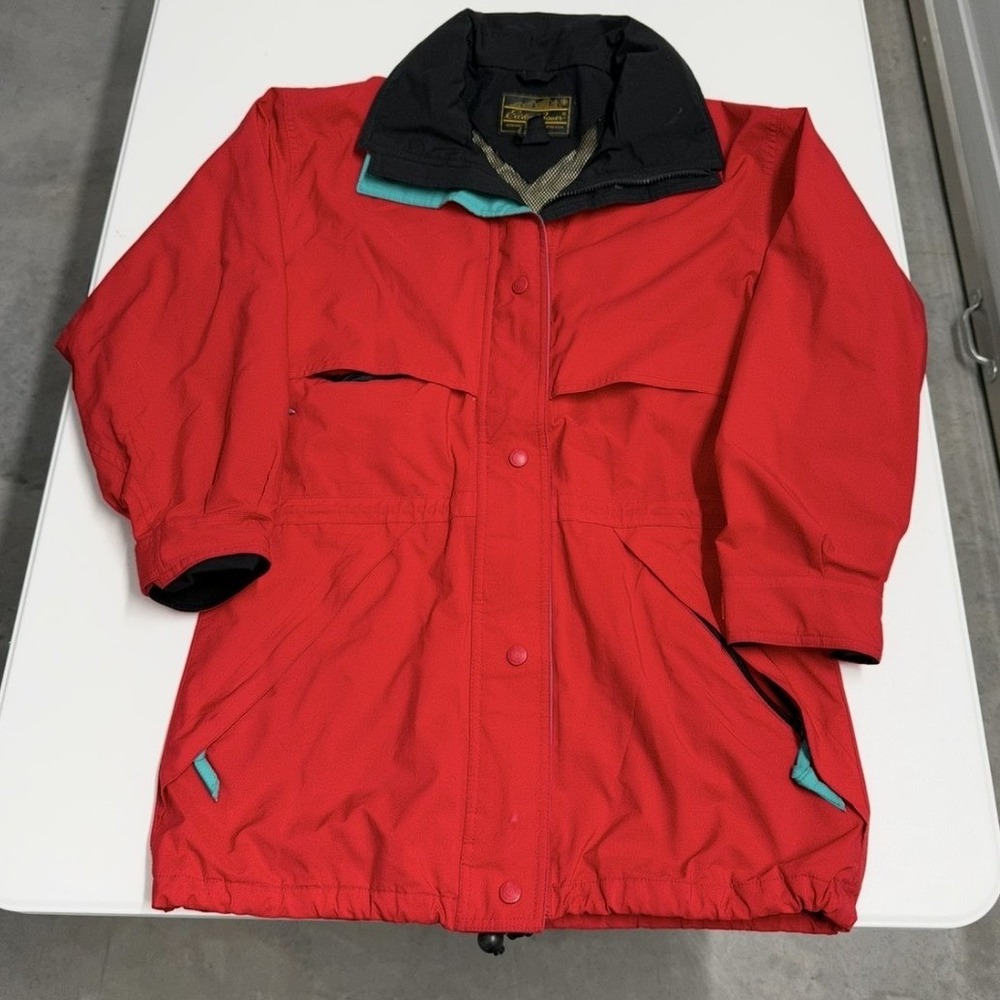 Vintage Eddie Bauer Red Parka Jacket womans Small Colorblock‎ Outdoor Gorpcore